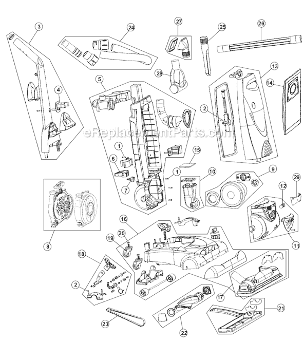 Page A Diagram and Parts List for M086030  Dirt Devil Upright Vacuum